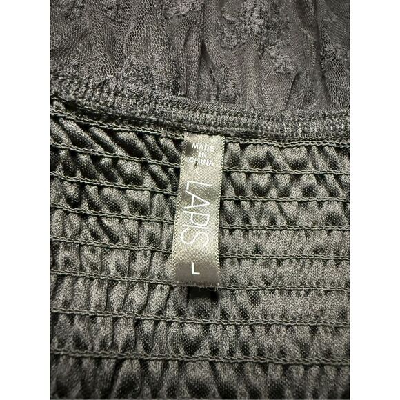 Lapis Women’s Large Smocked Midi Dress Black Lace Elegant Whimsigoth Witchy - Picture 6 of 7